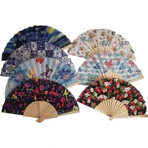 Abanicos Plegables de Bambú Pintados a Mano de Alta Calidad, Abanicos de Madera y Tela Personalizados, Artesanías Únicas - Product Image 1