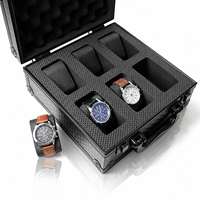 Casing jam tangan tampilan keras aluminium desain baru 6 slot dengan bantal busa
