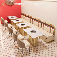 Restaurant de luxe, banquettes en forme de U double face, canapé, nouveau style nordique, table et chaises en métal blanc, vente en gros à guichet unique
