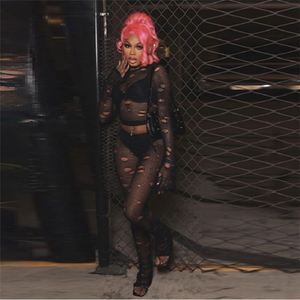 Hollow Sexy Women Two Piece Set Layering Hole O-Neck Hipster Crop Tops + Leggings Coquette Matching Midnight Clubwear - Product Image 4