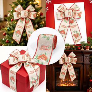 Fita de Natal Vermelha e Verde de 6,3cm com Borda de Plush Branca para Festas - Product Image 5