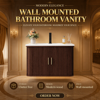 Kabinet Kamar Mandi Tahan Air dengan Wastafel dan Cermin, Rak Dinding PVC dengan Laci Penyimpanan untuk Proyek Hotel