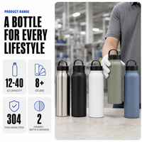 Bouteille d'eau sport en acier inoxydable à double paroi isolée sous vide, 800 ml et 1000 ml, vente en gros OEM
