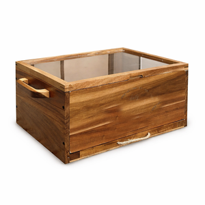 Caja <span class=keywords><strong>de</strong></span> Pan <span class=keywords><strong>de</strong></span> Madera <span class=keywords><strong>de</strong></span> Acacia 100% Sólida con <span class=keywords><strong>Tabla</strong></span> <span class=keywords><strong>de</strong></span> <span class=keywords><strong>Cortar</strong></span> Integrada, Puerta con Ventana Transparente, <span class=keywords><strong>para</strong></span> <span class=keywords><strong>Encimera</strong></span> <span class=keywords><strong>de</strong></span> Cocina Estilo Rústico - Product Image 3