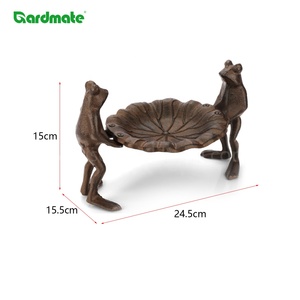 Vasca per uccelli in ghisa con supporto per due rane, per patio e giardino - Product Image 5