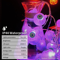 Lumières LED de type œil pour Halloween de qualité commerciale, 2700K blanc chaud, construction en PVC et cuivre, yeux violets et verts, accessoires lumineux, intensité réglable