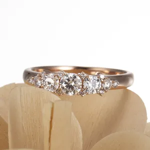 Custom Mossanite Jewelry Rings Eternity Silver 18K Fine Solid Gold VVS Diamond Moissanite Wedding Bands Ring