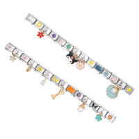BINSHUO vente en gros bijoux en acier inoxydable personnalisés italien 18 lettres couleur motif de charme modules combinés aléatoires en 1 Bracelets