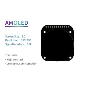 Écran AMOLED OLED rond de 1,2 pouce, résolution 390x390, interface SPI, 350cD, IC RM69330, panneau tactile IC ZTW52 - Product Image 2