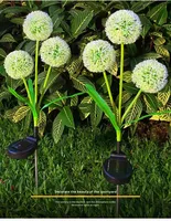 Lampes solaires à LED alimentées par batterie en forme de fleur de pissenlit Lampes de sol IP65 étanches CRI70 Contrôle par bouton Éclairage de jardin et de cour