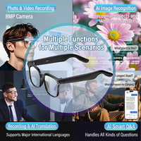 Lunettes Intelligentes IA avec Caméra 8MP, Enregistrement, Assistant Vocal, Traduction – Lunettes Optiques pour Voyages d'Affaires