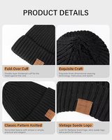 Bonnet d'hiver personnalisé avec logo pour unisexe, 100 % coton, tricot côtelé, doublure en fausse fourrure, rembourrage en polyester, épais et chaud pour usage quotidien