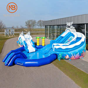 Parc aquatique gonflable terrestre Dauphin Éléphant Thème <span class=keywords><strong>Waterworld</strong></span> Toboggan aquatique avec piscine Combo Parcs d'attractions gonflables - Product Image 1