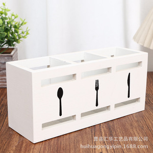 Wooden tableware <b>storage</b> <b>box</b>, <b>kitchen</b> tableware sorting and organizing <b>box</b>, household dining table chopsticks and forks wooden - Product Image 1