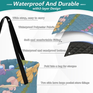 Outdoor Hawaiian Puakenikeni <b>Print</b> Zipper Picnic Mat <b>Extra</b> <b>Large</b> Foldable Women's Handbag Custom Beach Blanket Picnic Bag - Product Image 4