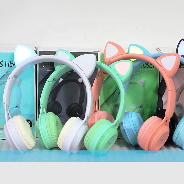 Y08 Cat Ear Over-ear Wireless Music Headset Earphones with Microphone Noise Cancellation Girl Gaming and Sports Headphones