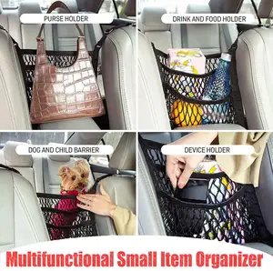 Red Barrier of Backseat Pet Kids SIHUAN Car Net Pocket Handbag Holder Seat Back Organizer Mesh Large Capacity Bag for Purse Storage Phone Documents Pocket 
