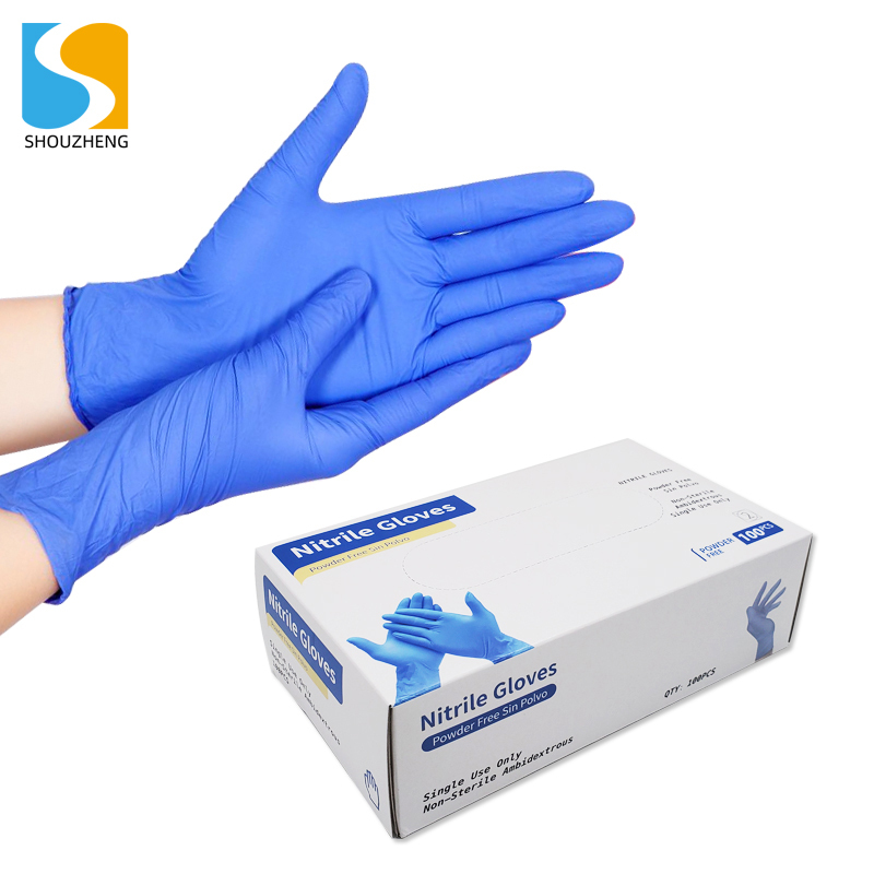 Wholesale Chinese manufactures powerd free waterproof blue assembly industry clean gardening nitrile gloves