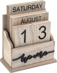 Calendario perpetuo blocchi di calendario in legno calendario a blocchi di legno Vintage per accessori da scrivania per l'home Office visualizzazione della data del mese della settimana