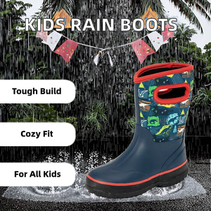 Bottes d'hiver imperméables en néoprène et caoutchouc résistantes pour enfants unisexe, bottines de pluie thermiques pour l'été, directement de l'usine - Product Image 2