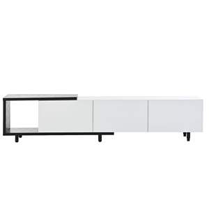 DB U-Can 70.1''-100'' Extendable <b>TV</b> <b>Stand</b> Modern Stylish 80+inch <b>TV</b> Cabinet Black <b>White</b> Wood Panel Style (Old SKU WF299723AAK) - Product Image 5