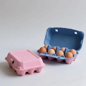 Hot Sale Paper <b>Pulp</b> Egg Carton Solid Color Egg Storage Box with 6/ 10 /12/ 15/ 30 Cells - Product Image 3
