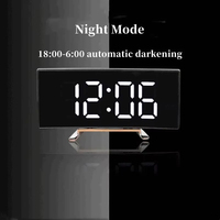Neuer digitaler LED-Wecker Nacht modus Schlummer funktion Projektion Gebogener Oberflächen spiegel Design für Home Decor Bedside Plastic