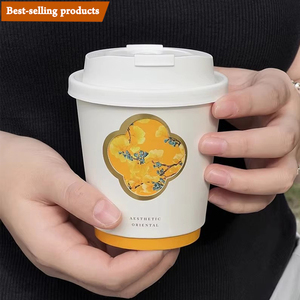 New Design Luxurious Flower Patterns Paper Cup Eco-friendly Food-grade White TakeAway Paper Coffee Packaging Cup