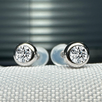 18K or blanc Lab diamant lunette ensemble bulle 0.5ctw diamant boucles d'oreilles pour hommes et femmes