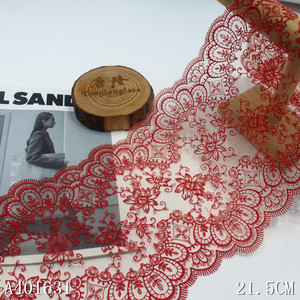 Elegante Pizzo Ricamato Floreale in Tulle Nero da 21CM, Bordo in Rete con Fiori, Tessuto in Voile <span class=keywords><strong>per</strong></span> Lingerie e <span class=keywords><strong>Abiti</strong></span> da Donna - Product Image 4