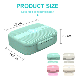 Fiambrera de paja de trigo respetuosa con el medio ambiente con logotipo personalizado, contenedor hermético <span class=keywords><strong>Rectangular</strong></span> para niños y adultos - Product Image 6
