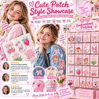 Patch brodé Coquette en gros, motif Cœur, Fraise, Rose, Nœud rose, style girly, thermocollant et à coudre