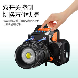 Linterna frontal LED recargable con ajuste de enfoque para pesca al aire libre e iluminación para acampar - Product Image 5