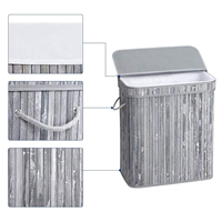 Panier à linge pliable en bambou double personnalisé avec couvercle pour la maison, pour le linge sale ou les vêtements