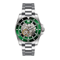 Montres de plongée élégantes de luxe pour hommes avec mouvement automatique verre saphir noir cadre en acier inoxydable affichage analogique quantité minimale de commande bas