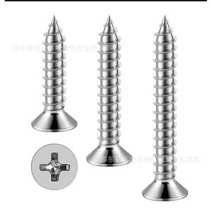 Tornillos autorroscantes de acero inoxidable M4x50 Grado 304 con cabeza plana ranurada para madera, estándar métrico - Product Image 5