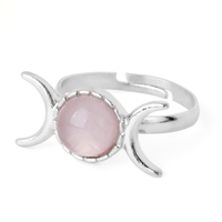 Nouvelle Lune Soleil Cristal Naturel Anneaux Réglable Améthyste Rose Quartz Sorcière Anneaux pour Femmes