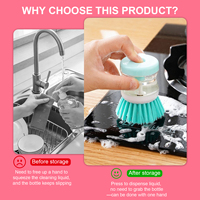 Brosse de nettoyage automatique de cuisine innovante avec distributeur de savon à pression pour casseroles, poêles et éviers