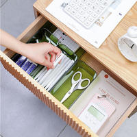 Boîte de rangement de bureau en plastique en gros, organiseur de stylos rectangulaire, tiroir de rangement à compartiments pour le bureau et l'école