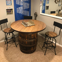 Table de bar ronde en bois massif de style rétro, personnalisable, très demandée, pour les bars, les pubs et les restaurants.