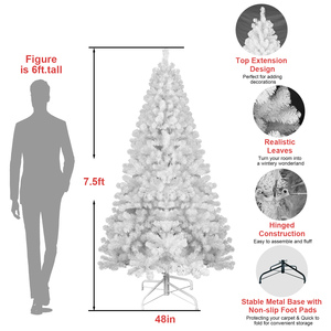 En stock, arbre de Noël artificiel blanc floqué en PVC, fil à mémoire de forme pour hôtel, supermarché - Product Image 5