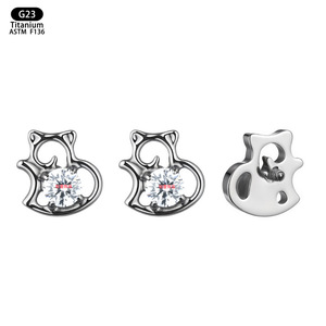 G23 Titanium Gourd Shape Earrings With White <b>Crystal</b> Prong Setting For Ear Lip Piercing Jewelry - Product Image 5
