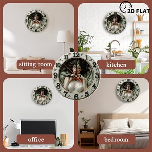 Round Wooden <b>Wall</b> <b>Clock</b> 25x25Cm Silent Quartz Fashion Home Decor <b>Bedroom</b> Background <b>Clock</b> - Product Image 6