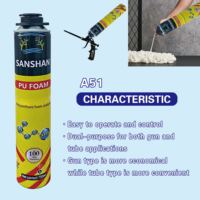 Adhésif mousse polyuréthane monocomposant Sanshan A51 750ml à faible odeur, mastic expansif pour la construction de murs en blocs cellulaires