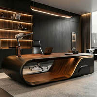 Scrivania Moderna ed Elegante in Legno Melaminico, Tavolo da Lavoro per Manager e Dirigenti, Scrivania di Lusso