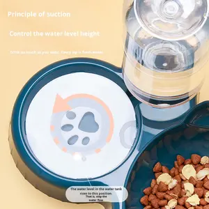 Mangkuk air minum otomatis mulut miring ganda, mangkuk nasi anjing kucing, perlengkapan hewan peliharaan - Product Image 4