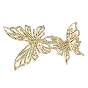Broche de Mariposa Doble de Lujo con Circonitas Cúbicas Blancas y Doradas, Hebilla para Bufanda de Mujer, para Bodas y Fiestas - Product Image 4