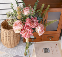 Rosa Zweige Handgefertigte Künstliche Blumenwand-Dekoration Europäischer Stil Natürlicher Touch Valentinstag Hochzeitsstrauß Heim-Deko