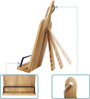 Support de recettes pour comptoir de cuisine, support réglable pour tablette iPad, support de livre de recettes, style planche à découper en bois antique - Marron
