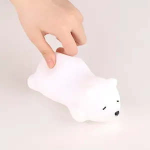 Kids Gift Touch Control Bear Nightlight Breath Color Change Bedroom Decoration Rechargeable LED Silicone Night Light